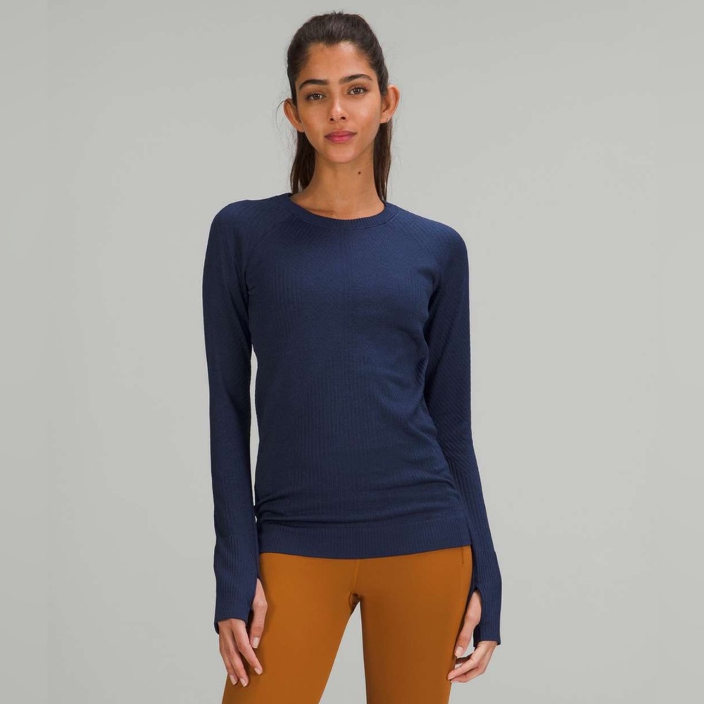 Lululemon Race Length Swiftly Long Sleeve. Sz 4 Night Sea. Sold Out EUC